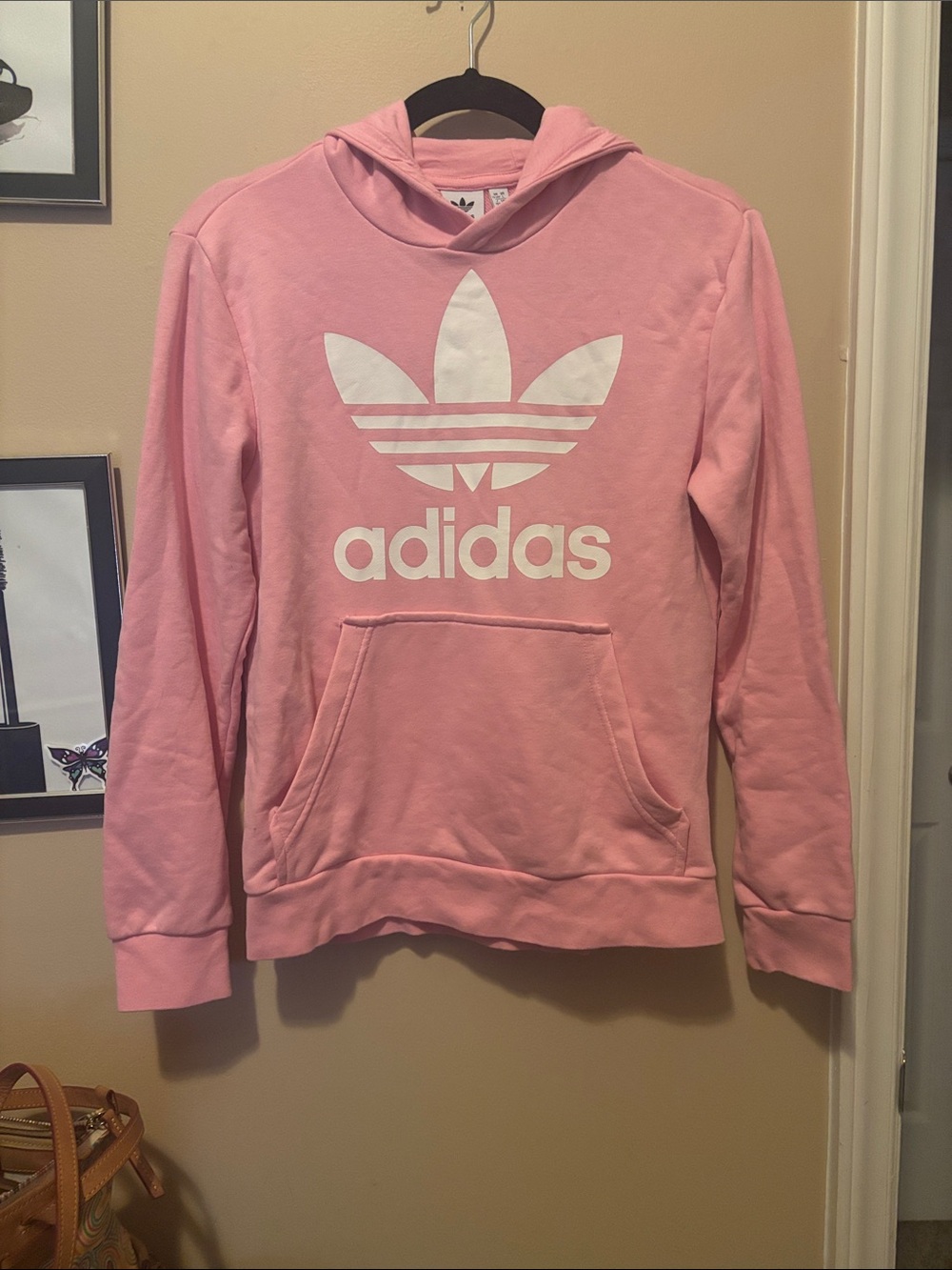 Adidas Pink Pullover Hoodie with White Logo